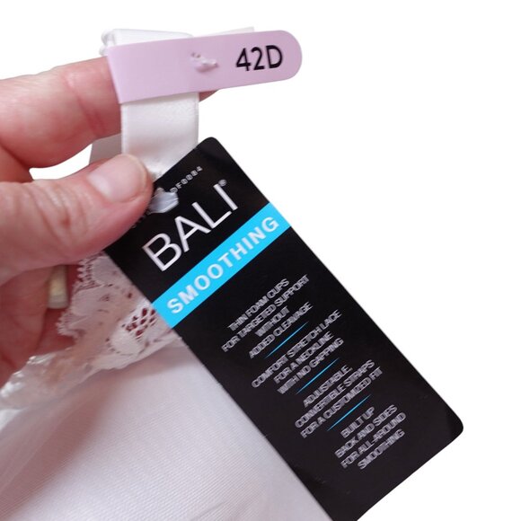 NWT Bali One Smooth U Comfort Stretch Lace Underwire Bra 42D White Lace DF0084 - Picture 5 of 6